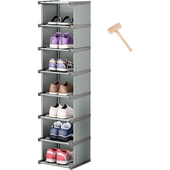 8 Tiers Shoe Rack Vertical Narrow Shoe Storage Shelf Organizer Space Saving - Picture 1 of 6